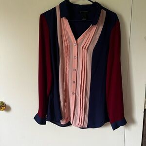 Women's Colorblock Blouse - Pink and Navy large